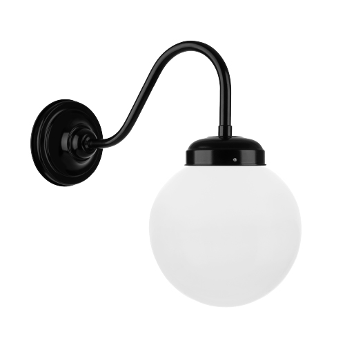 Aplique de pared E27 negro con globo 18cm
